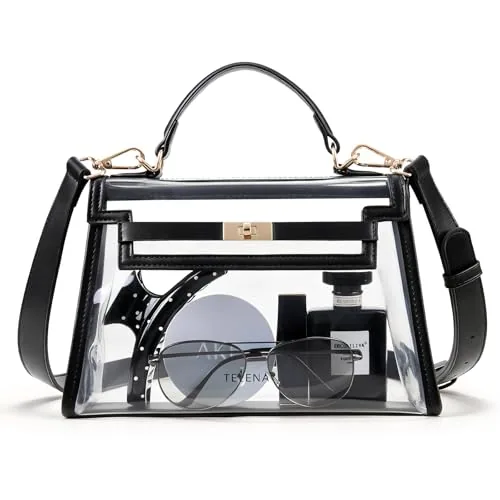 PVC Clear Stadium Bag in Black
