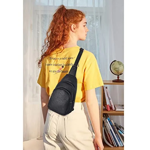 Leather Sling Bag in Black, view 2