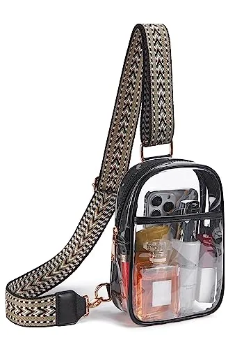 Midsize Clear Stadium Bag in Black