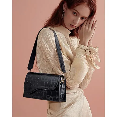 Vegan Leather Shoulder Bag in Black, view 2