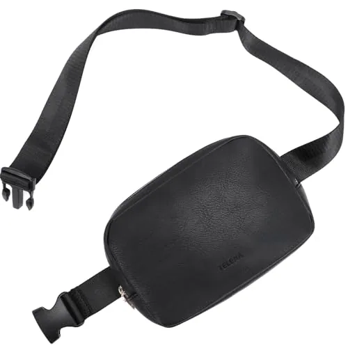 Vegan Leather Belt Bag in Black