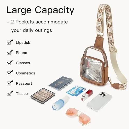 Midsize Clear Stadium Bag in Brown, view 3