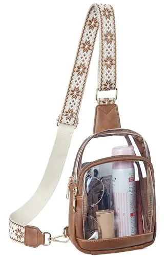 Midsize Clear Stadium Bag in Brown