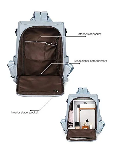 Tassel Backpack Purse in Dusty Blue, view 4