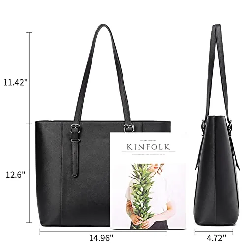 Laptop Tote in Black, view 3