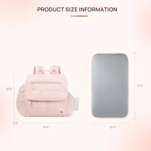 Small Puffer Diaper Backpack in Pink, view 4