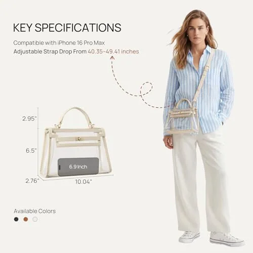 Clear Stadium Bag in Beige, view 3