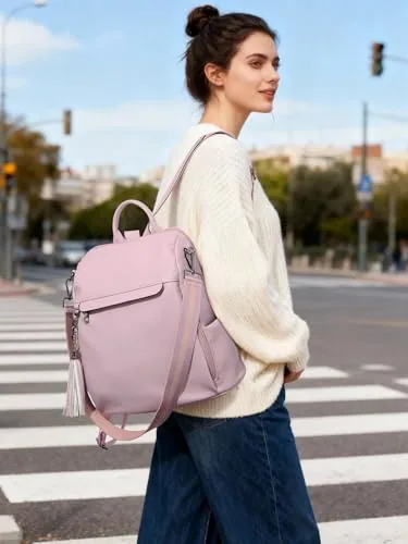 Tassel Backpack Purse in Pure Pink, view 2