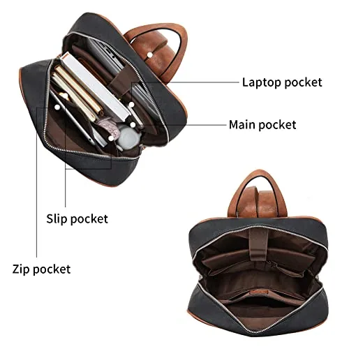 Laptop Backpack in Black with Brown, view 2