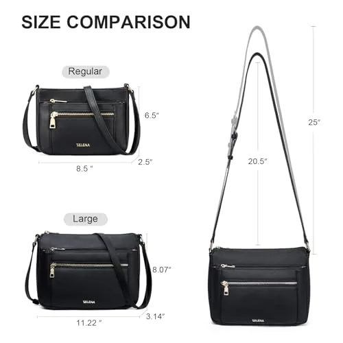 Vegan Leather Crossbody Bag in Black, view 3