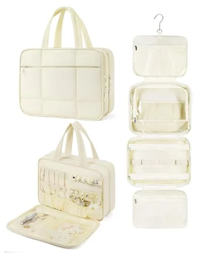 Puffer Toiletry Bag in Beige