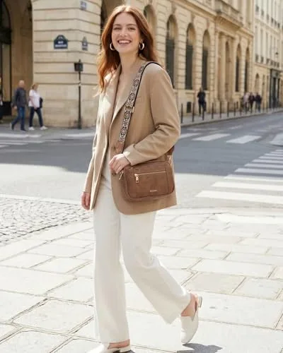 Small Wide Strap Crossbody Bag in Brown, view 2