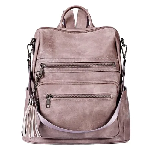 Large Tassel Backpack Purse in Purple